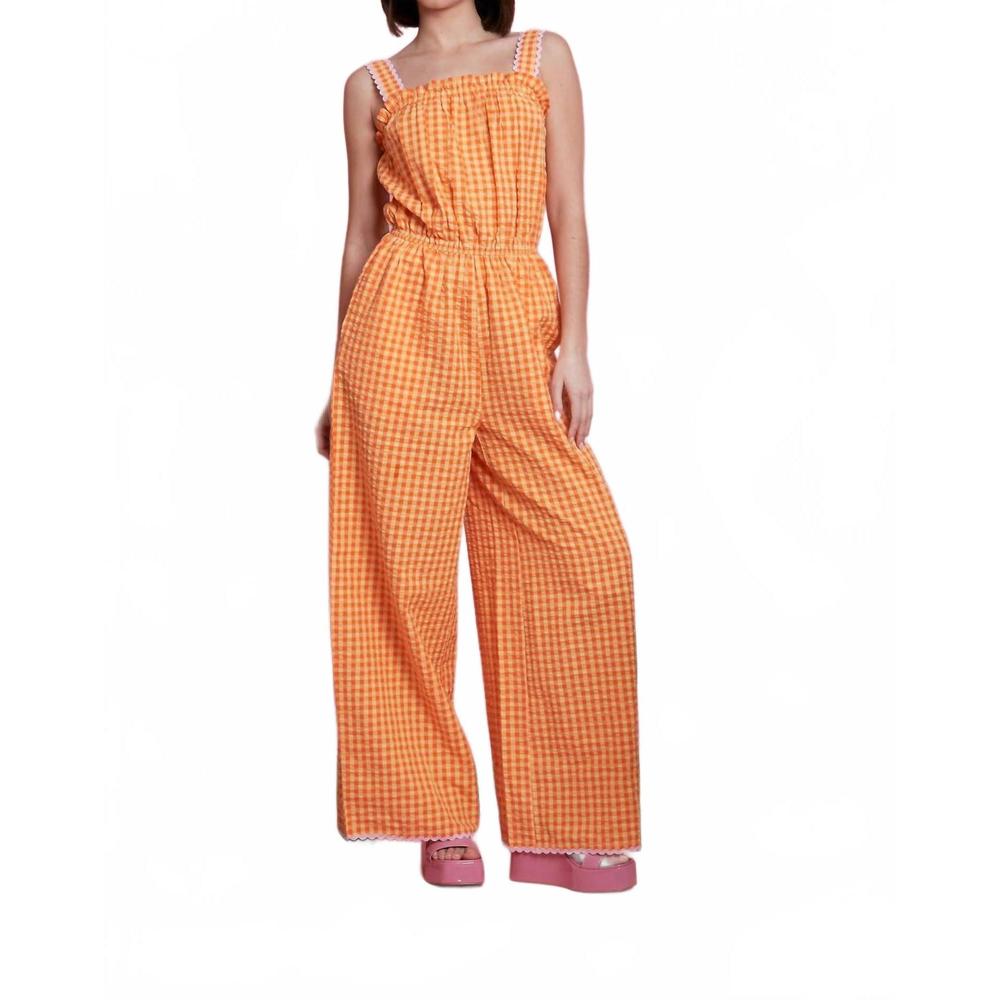NEW NEON ROSE elma jumpsuit in orange gingham